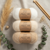 DROPS Brushed Alpaca Silk Yarn, Lace Weight Brushed Alpaca and Mulberry Silk Blend, Soft Cushion-Wound Balls | Teekays Yarns