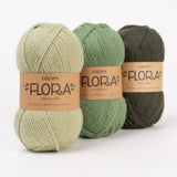 DROPS Flora Yarn, Sport Weight Wool Alpaca Blend, Green and Khaki  Heathered Uni Colour and Mix | Teekays Yarns
