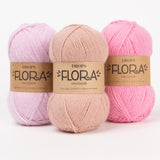 DROPS Flora Yarn, Sport Weight Wool Alpaca Blend, Pink and Lilac Heathered Uni Colour and Mix | Teekays Yarns